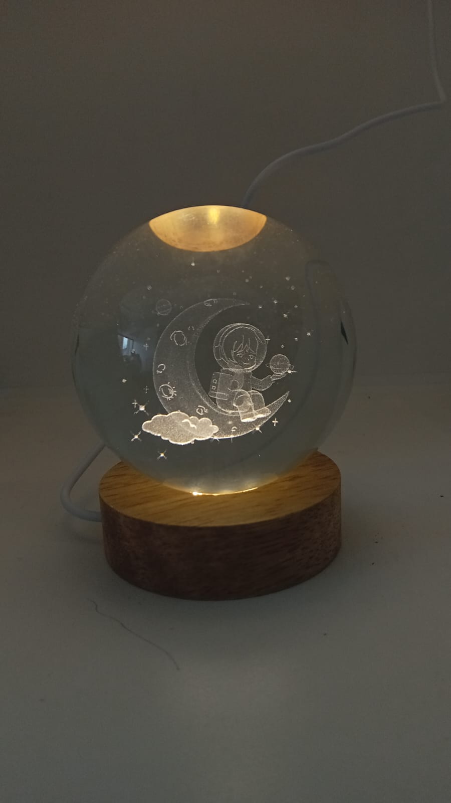 Lampe sphère en cristal 3D