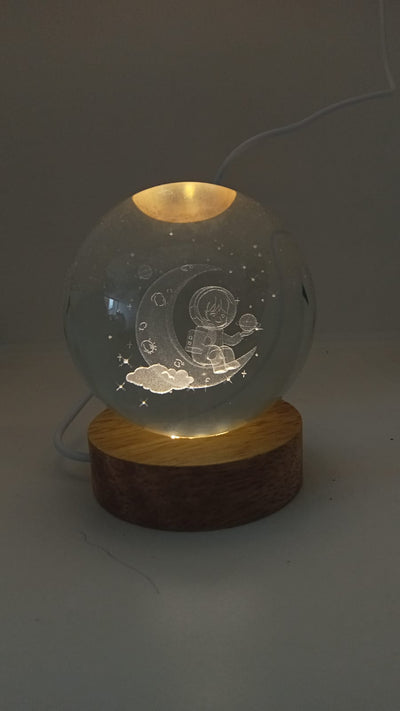 Lampe sphère en cristal 3D